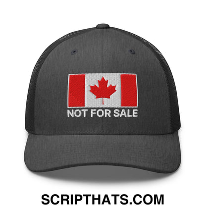 Not for Sale Canada Flag Embroidered Mesh Trucker Hat Dark Heather Gray