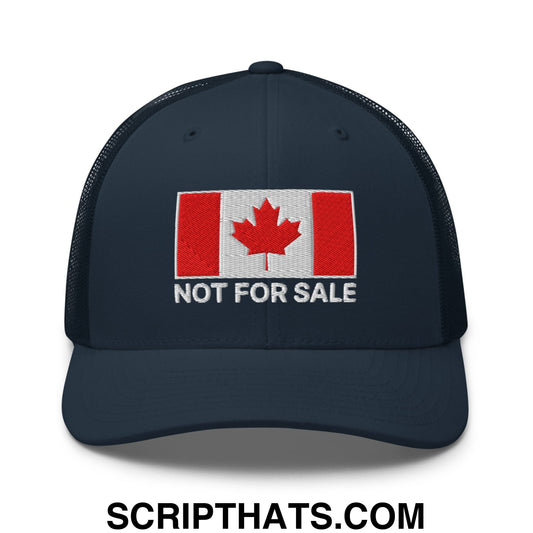 Not for Sale Canada Flag Embroidered Mesh Trucker Hat Navy