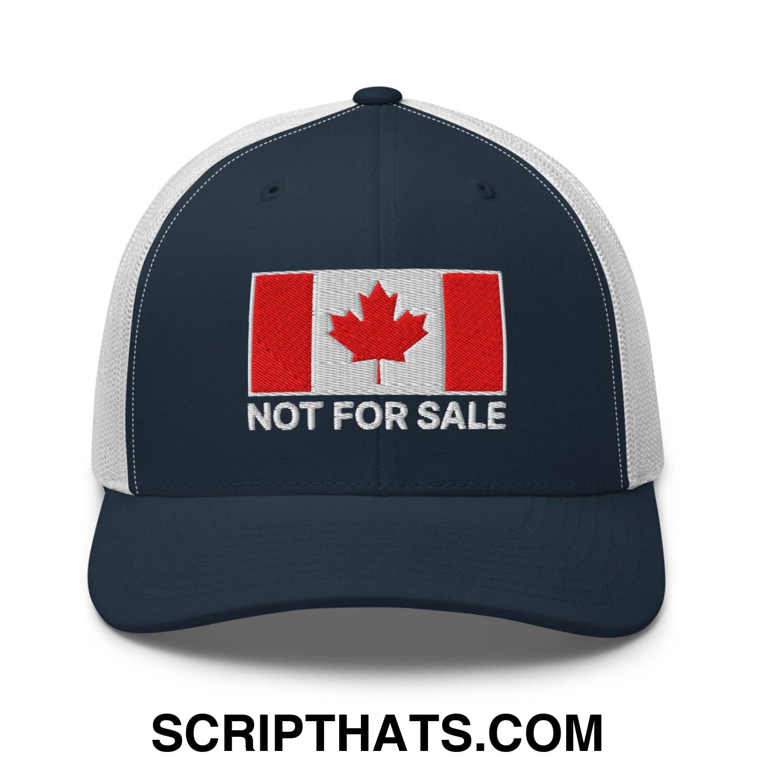 Not for Sale Canada Flag Embroidered Mesh Trucker Hat Navy White