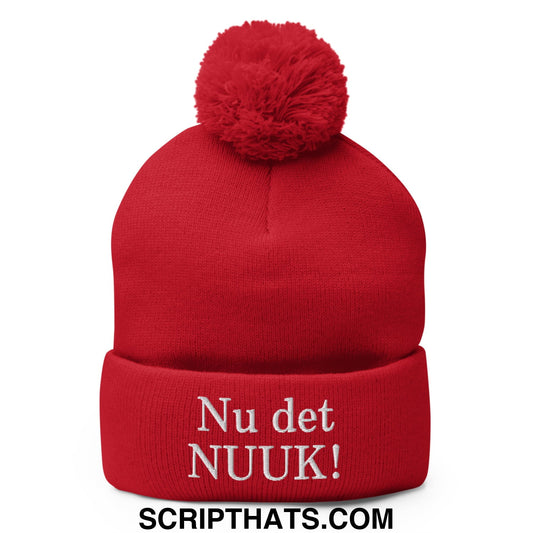 Nu det NUUK! Embroidered Knit Pom Pom Beanie Default Title