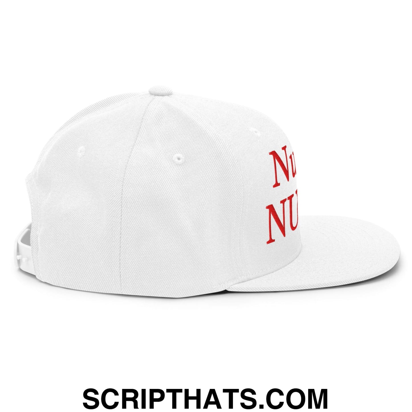 Nu det NUUK! Greenland Flag Embroidered Flat Bill Brim Snapback Hat White