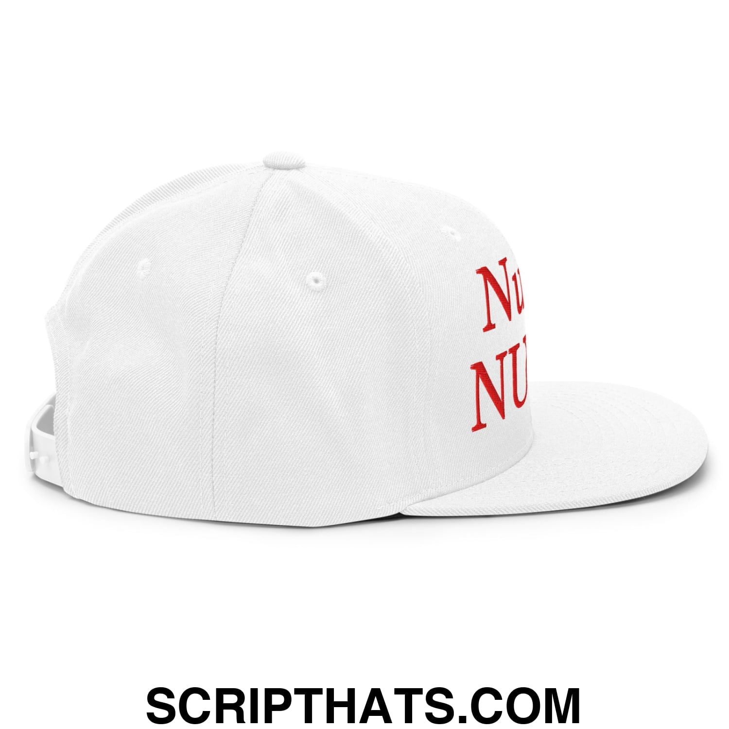 Nu det NUUK! Greenland Flag Embroidered Flat Bill Brim Snapback Hat White
