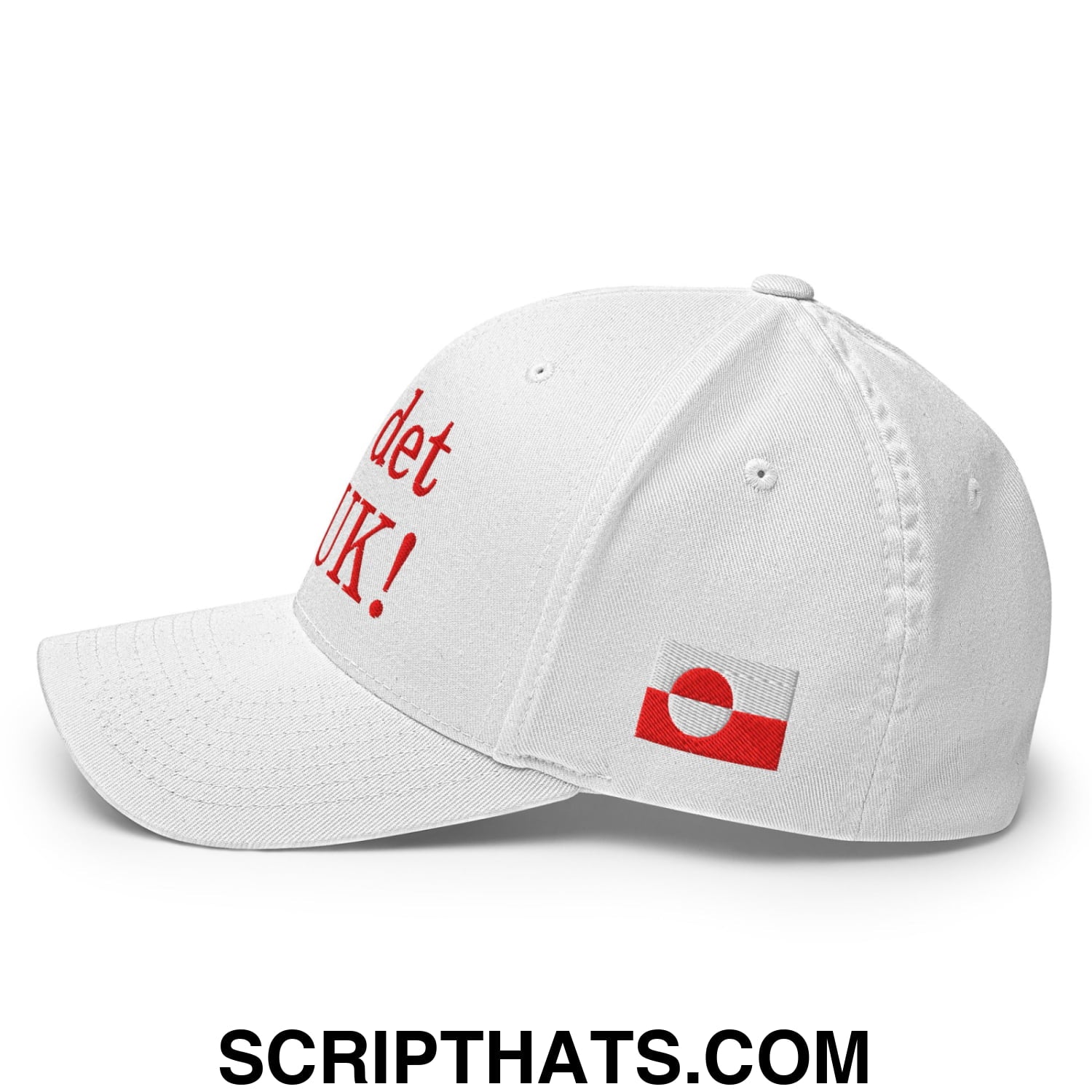 Nu det NUUK! Greenland Flag Embroidered Stretch Fit Baseball Hat White