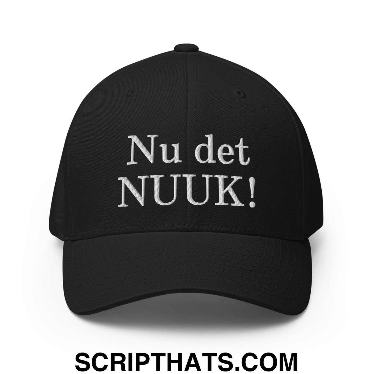 Nu det NUUK! Greenland Flag Embroidered Stretch Fit Baseball Hat Black
