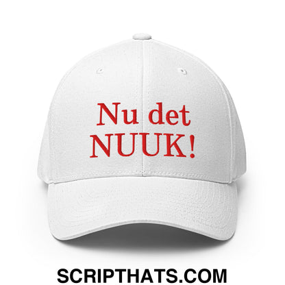 Nu det NUUK! Greenland Flag Embroidered Stretch Fit Baseball Hat White
