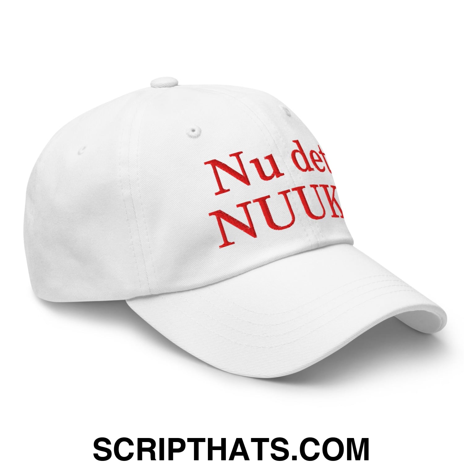 Nu det NUUK! Greenland Flag Embroidered Unstructured Dad Hat White