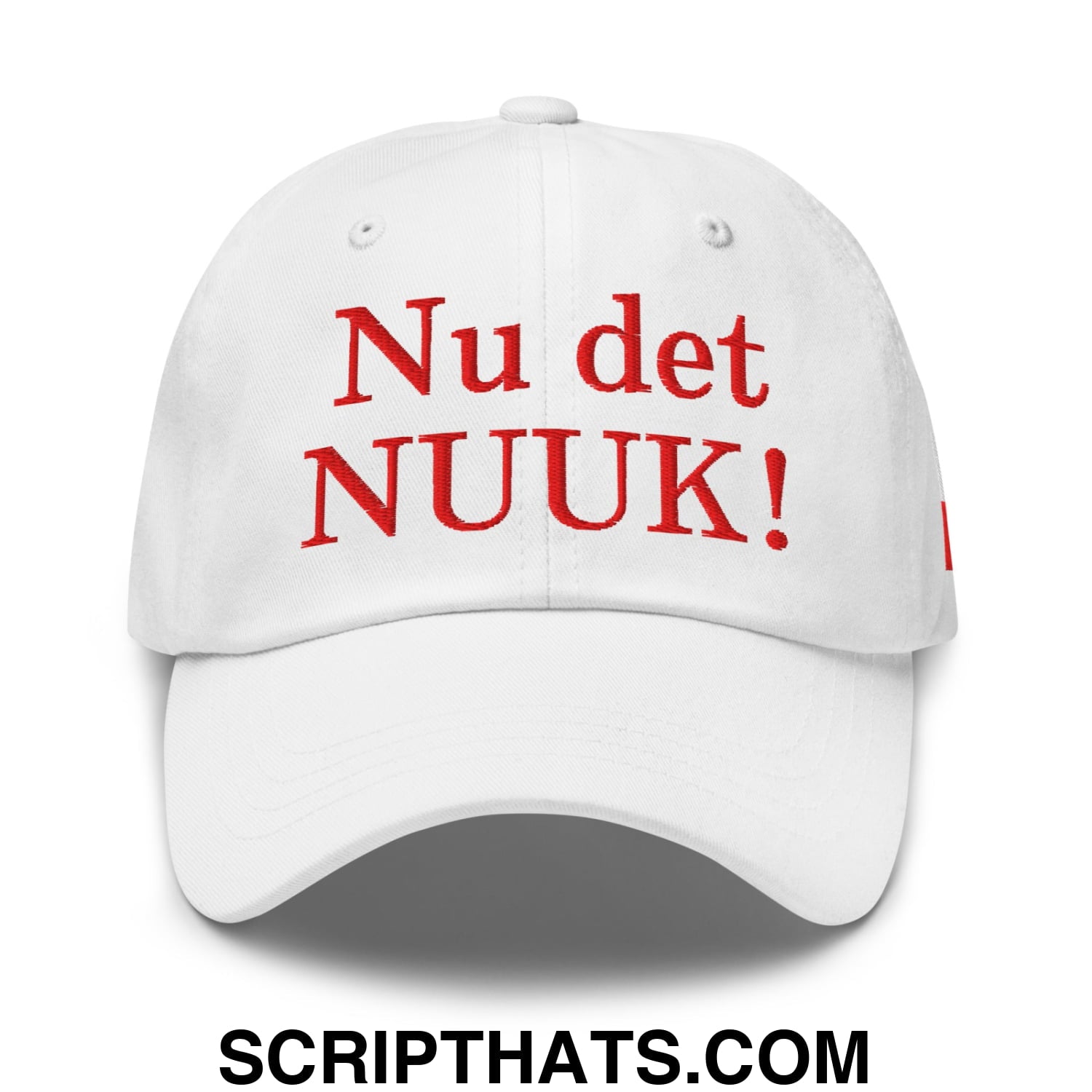 Nu det NUUK! Greenland Flag Embroidered Unstructured Dad Hat White