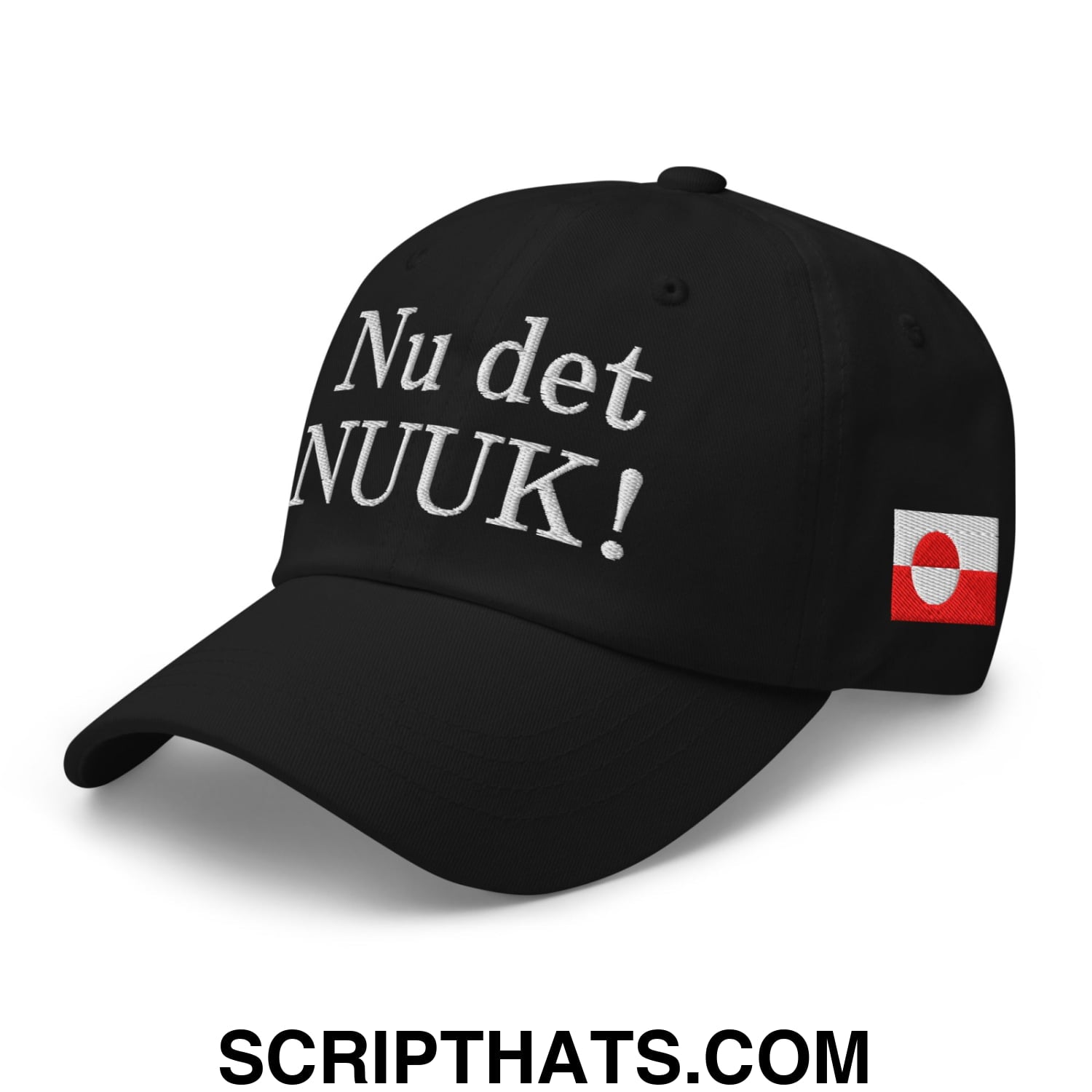 Nu det NUUK! Greenland Flag Embroidered Unstructured Dad Hat Black