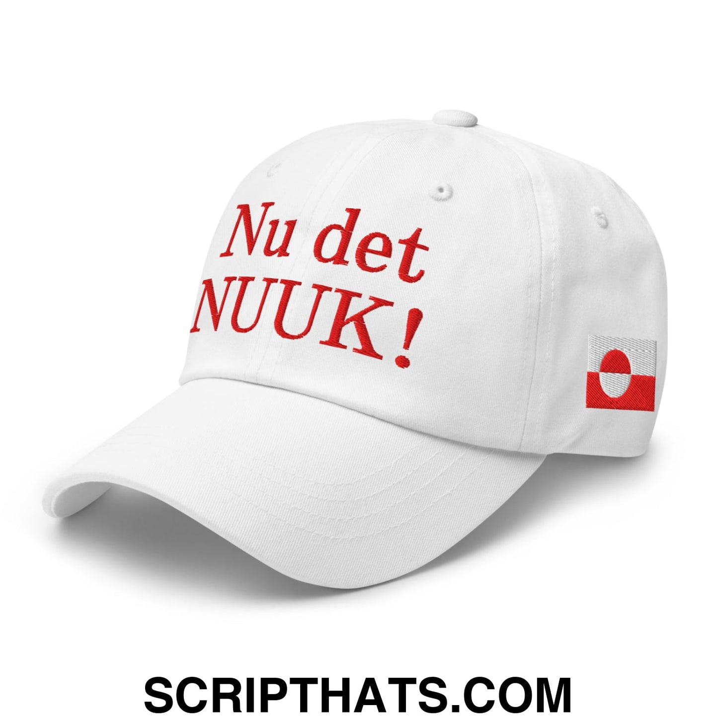 Nu det NUUK! Greenland Flag Embroidered Unstructured Dad Hat White