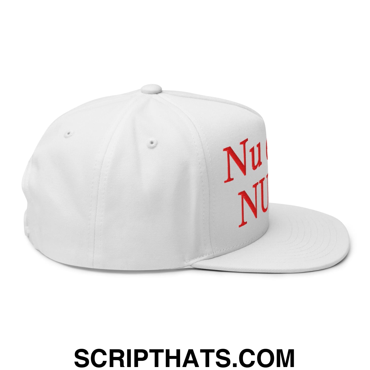 Nu er det NUUK! Greenland Flag Embroidered Flat Bill Brim 5 Panel Snapback Hat White