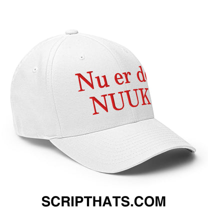 Nu er det NUUK! Greenland Flag Embroidered Stretch Fit Baseball Hat White
