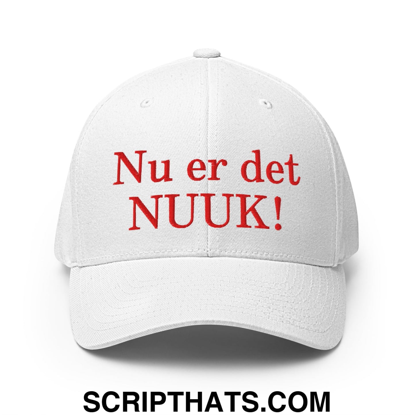 Nu er det NUUK! Greenland Flag Embroidered Stretch Fit Baseball Hat White