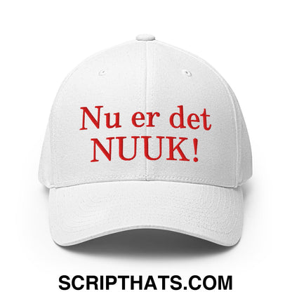 Nu er det NUUK! Greenland Flag Embroidered Stretch Fit Baseball Hat White