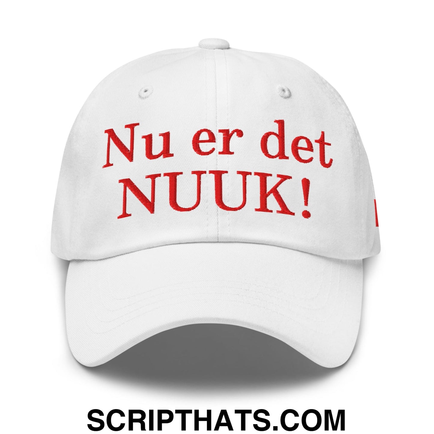 Nu er det NUUK! Greenland Flag Embroidered Unstructured Dad Hat White