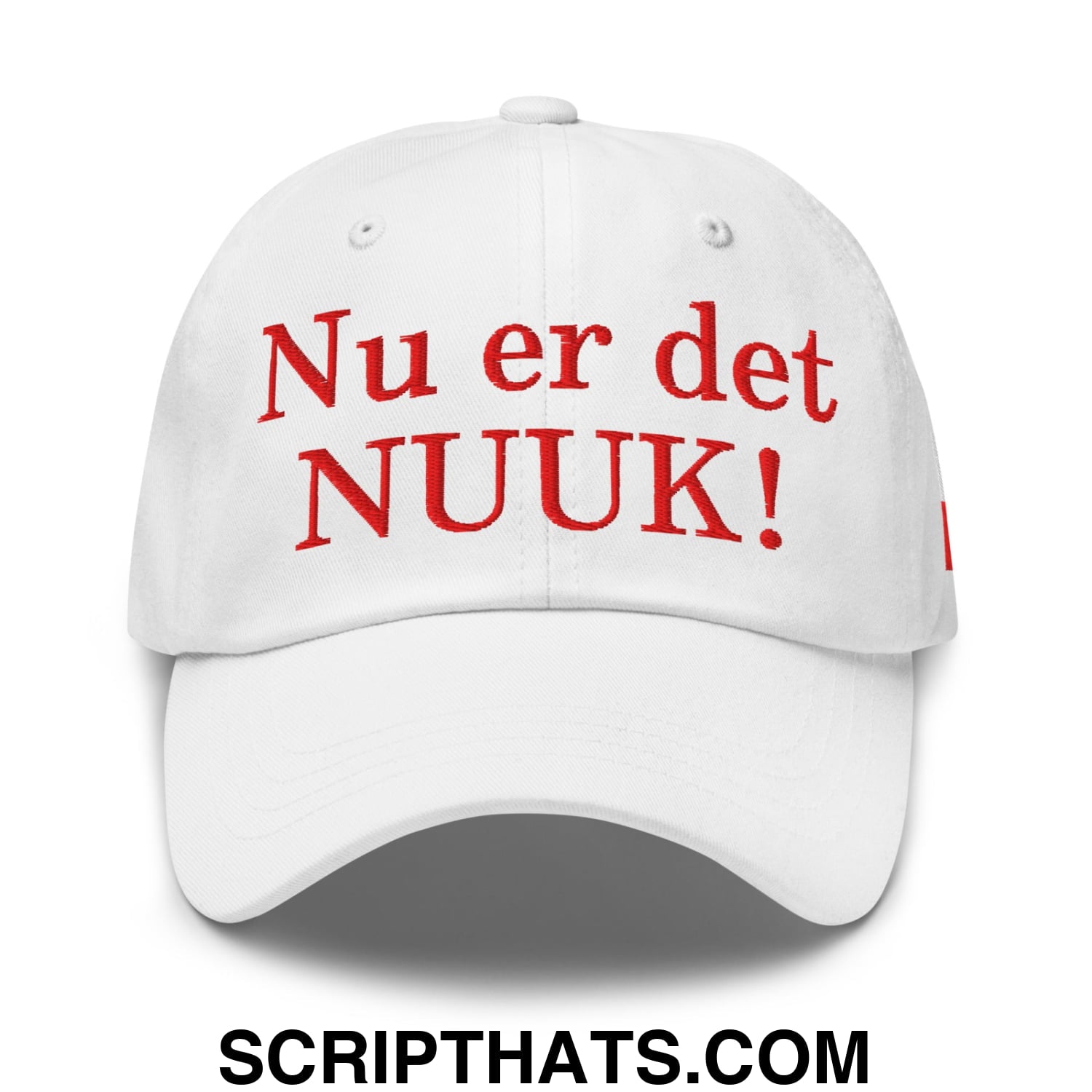 Nu er det NUUK! Greenland Flag Embroidered Unstructured Dad Hat White