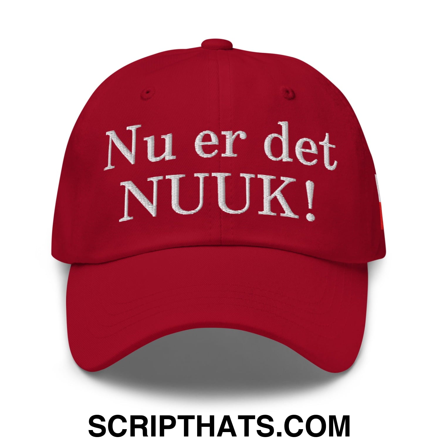 Nu er det NUUK! Greenland Flag Embroidered Unstructured Dad Hat Cranberry