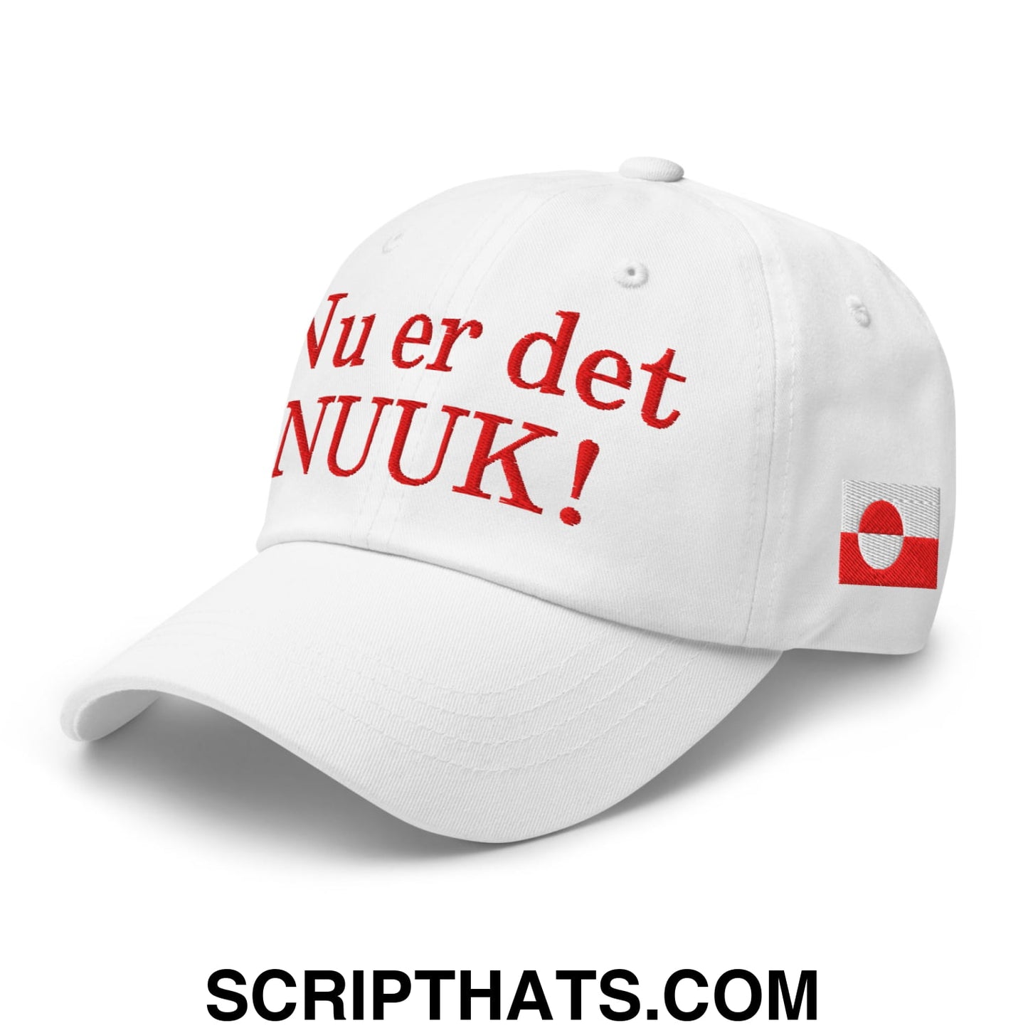 Nu er det NUUK! Greenland Flag Embroidered Unstructured Dad Hat White