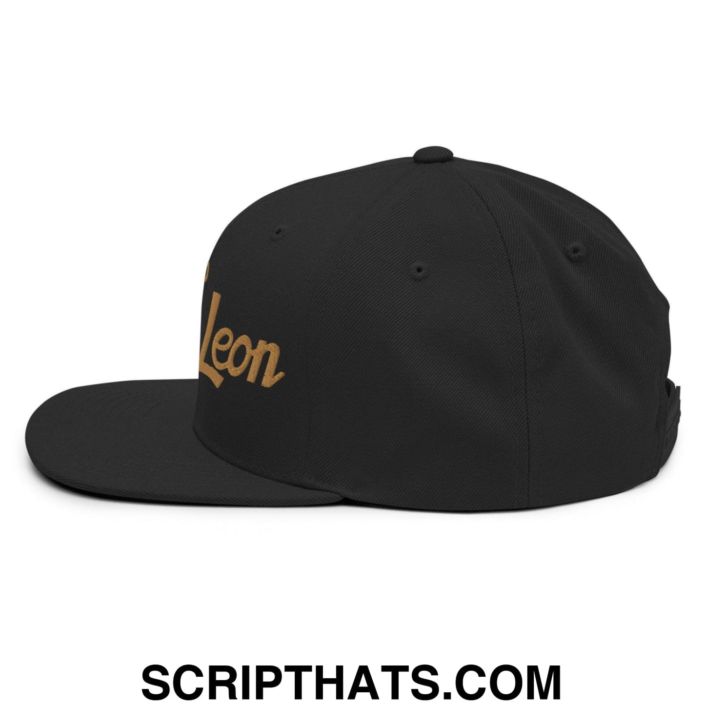 Nuevo Leon Mexico Gold Vintage Sports Script Snapback Hat Black