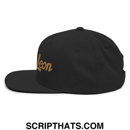 Nuevo Leon Mexico Gold Vintage Sports Script Snapback Hat Black