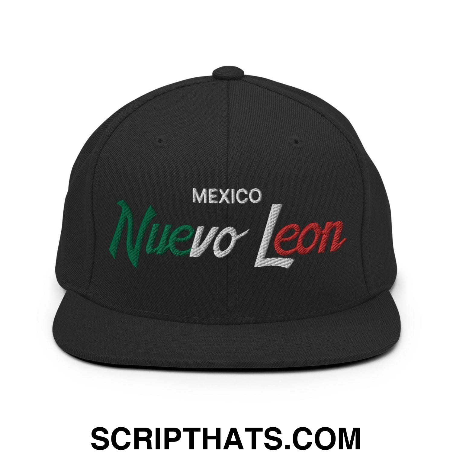 Nuevo Leon Mexico Vintage Sports Script Snapback Hat Black