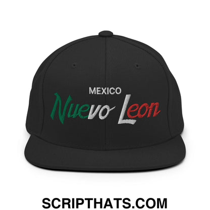 Nuevo Leon Mexico Vintage Sports Script Snapback Hat Black