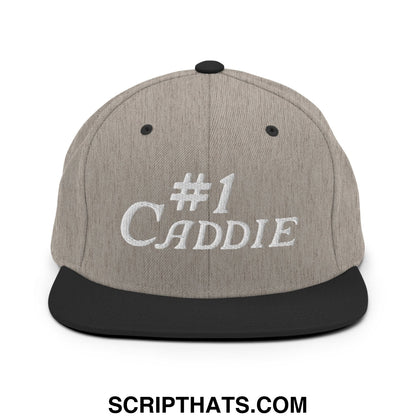 Number 1 Caddie Embroidered Flat Bill Brim Snapback Hat Heather Black