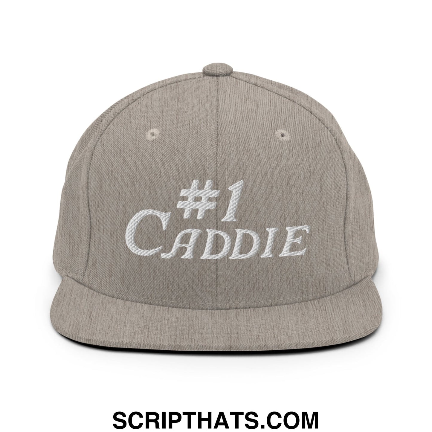Number 1 Caddie Embroidered Flat Bill Brim Snapback Hat Heather Grey