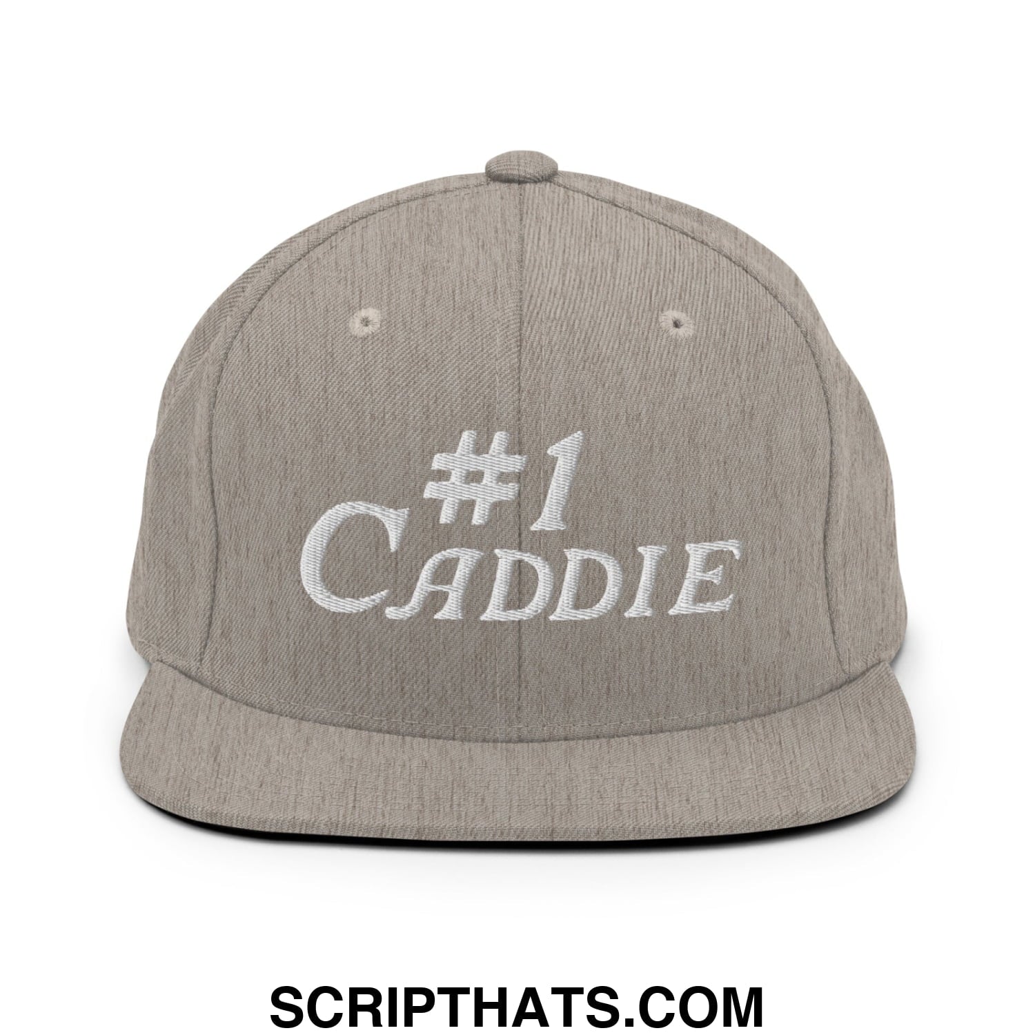 Number 1 Caddie Embroidered Flat Bill Brim Snapback Hat Heather Grey