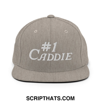Number 1 Caddie Embroidered Flat Bill Brim Snapback Hat Heather Grey