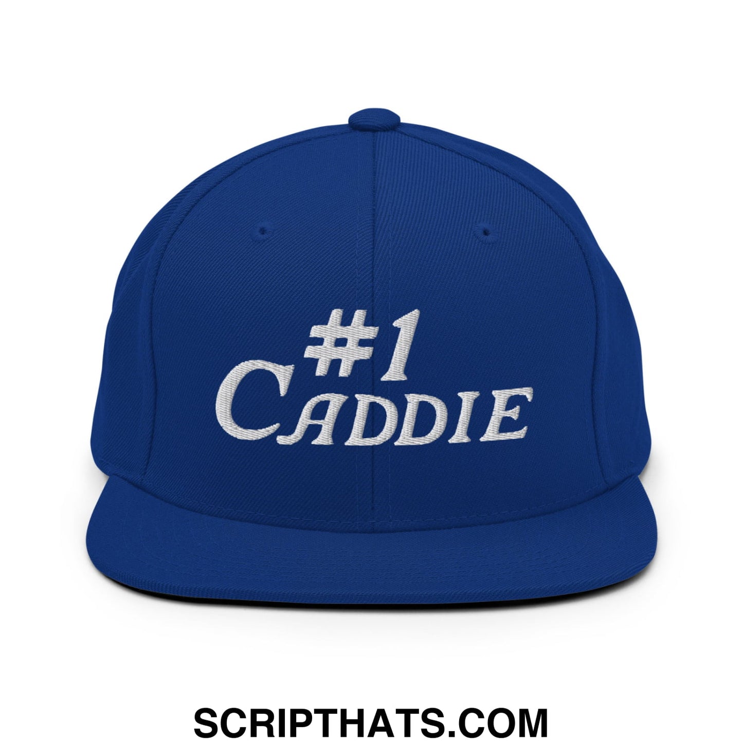 Number 1 Caddie Embroidered Flat Bill Brim Snapback Hat Royal Blue