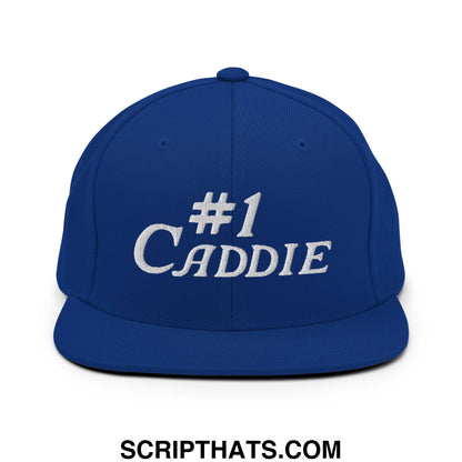 Number 1 Caddie Embroidered Flat Bill Brim Snapback Hat Royal Blue