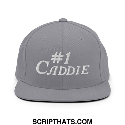 Number 1 Caddie Embroidered Flat Bill Brim Snapback Hat Silver