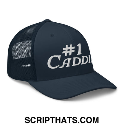 Number 1 Caddie Embroidered Mesh Trucker Hat Navy