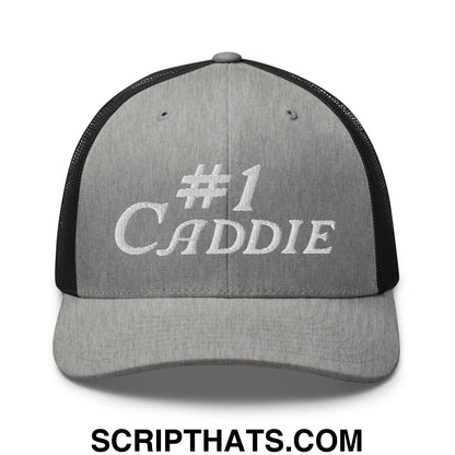 Number 1 Caddie Embroidered Mesh Trucker Hat Heather Black