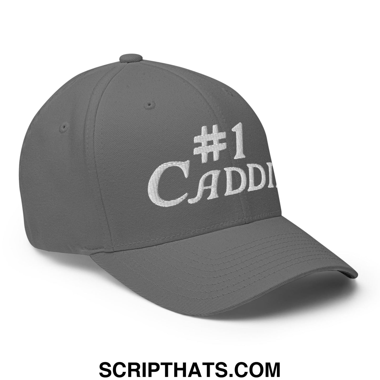 Number 1 Caddie Embroidered Stretch Fit Golf Hat Grey