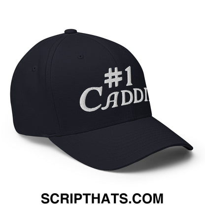 Number 1 Caddie Embroidered Stretch Fit Golf Hat Dark Navy