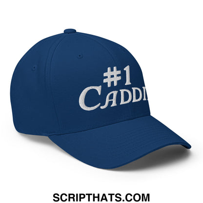 Number 1 Caddie Embroidered Stretch Fit Golf Hat Royal Blue