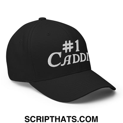 Number 1 Caddie Embroidered Stretch Fit Golf Hat Black