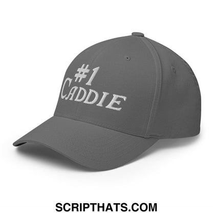 Number 1 Caddie Embroidered Stretch Fit Golf Hat Grey