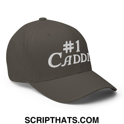Number 1 Caddie Embroidered Stretch Fit Golf Hat Dark Grey