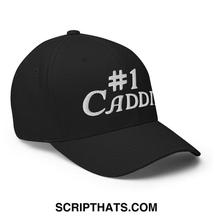 Number 1 Caddie Embroidered Stretch Fit Golf Hat Black