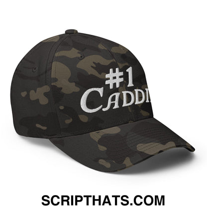 Number 1 Caddie Embroidered Stretch Fit Golf Hat Multicam Black