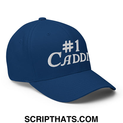 Number 1 Caddie Embroidered Stretch Fit Golf Hat Royal Blue