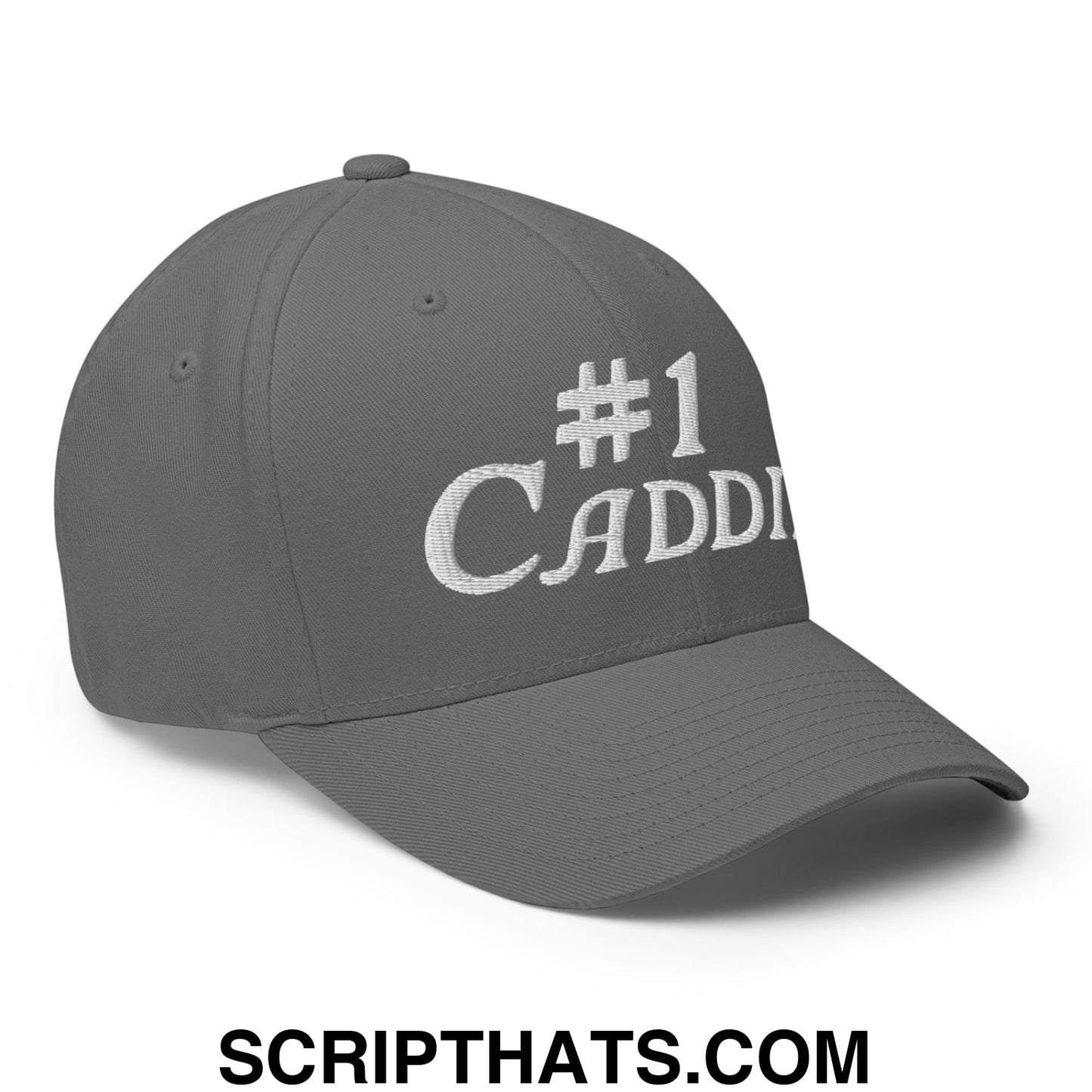 Number 1 Caddie Embroidered Stretch Fit Golf Hat Grey