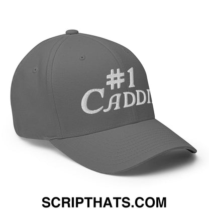 Number 1 Caddie Embroidered Stretch Fit Golf Hat Grey