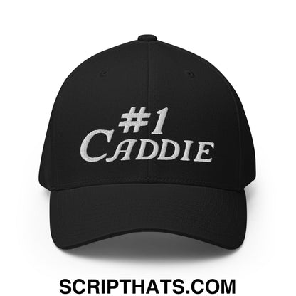 Number 1 Caddie Embroidered Stretch Fit Golf Hat Black