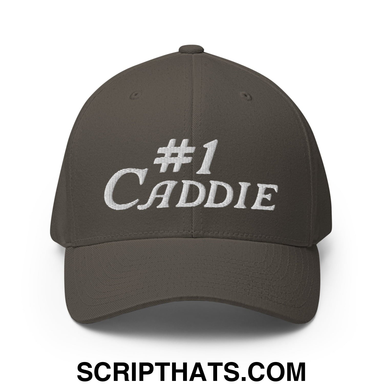 Number 1 Caddie Embroidered Stretch Fit Golf Hat Dark Grey