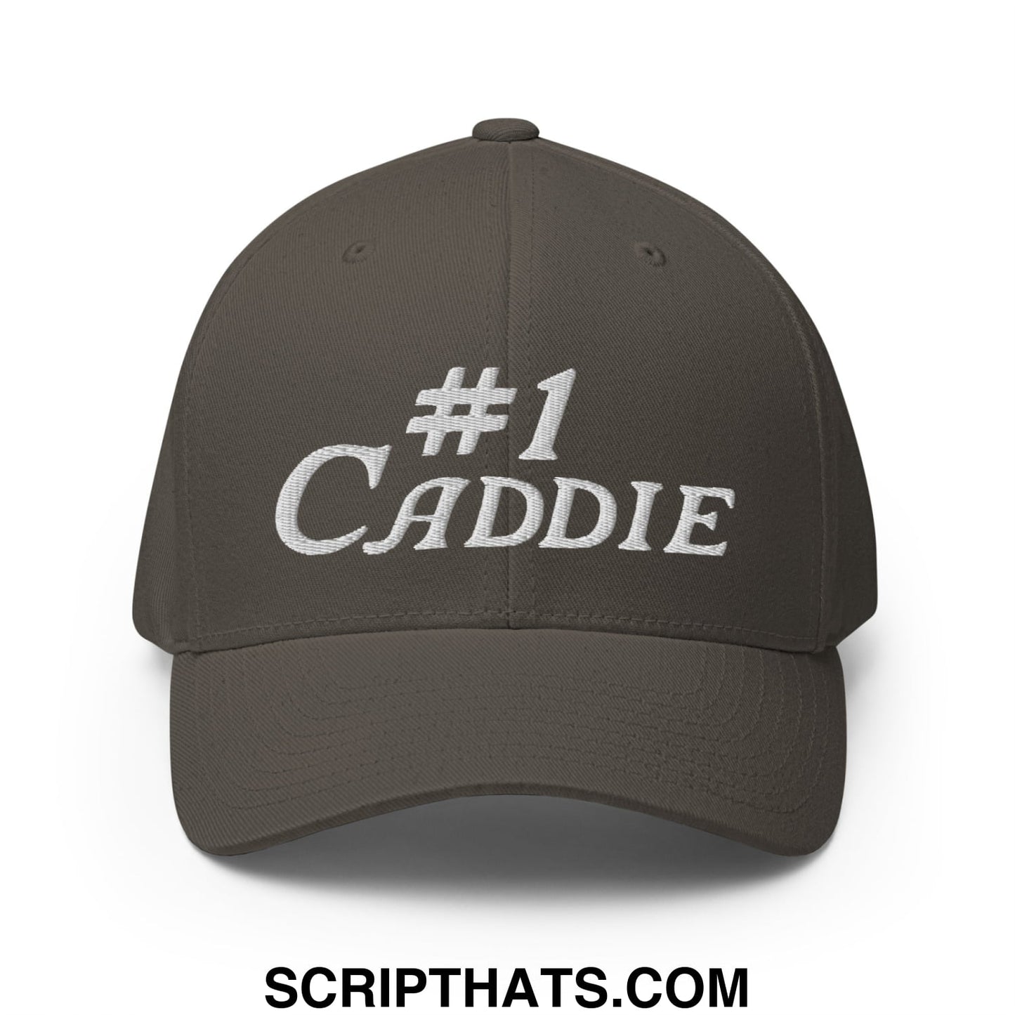 Number 1 Caddie Embroidered Stretch Fit Golf Hat Dark Grey