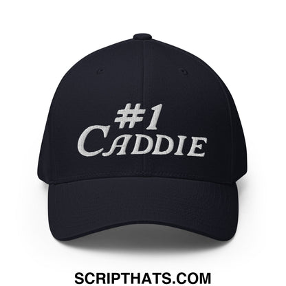 Number 1 Caddie Embroidered Stretch Fit Golf Hat Dark Navy