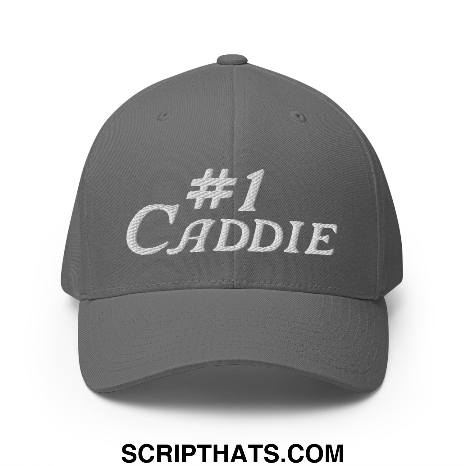 Number 1 Caddie Embroidered Stretch Fit Golf Hat Grey